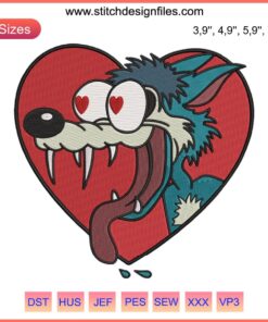 Wolf Disney Funny Embroidery, Heart Love Jesus, Lizard Design - whimsical and playful digital artwork for unique embroidery projects.