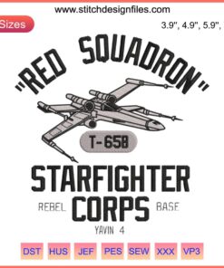 Star Wars Rebel X-Wing Logo Embroidery File | Red Squadron Starfighter Corps Design