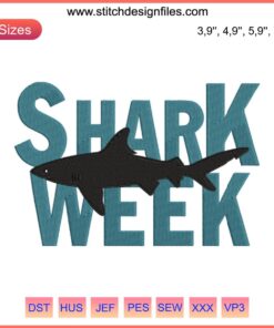 Passion for Sharks Embroidery Design File - Shark Week 2022 Ocean Theme, Intricate Shark Pattern, Digital Art Download