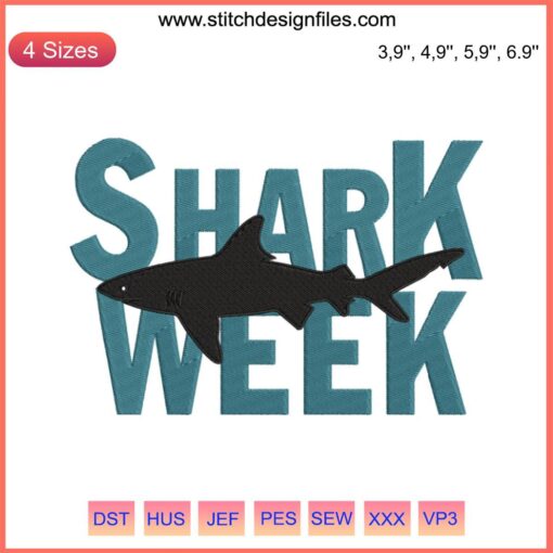Passion for Sharks Embroidery Design File - Shark Week 2022 Ocean Theme, Intricate Shark Pattern, Digital Art Download