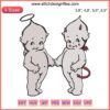 Angel and Devil Embroidery Design for Kids Halloween Gift, Charming Ethereal and Mischievous Motifs, Digital File Download
