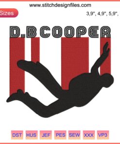 "I Am D. B. Cooper Plane Hijacking FBI Embroidery | Trending Design with Parachute Icon, Vintage Crime Theme, 70s Style"