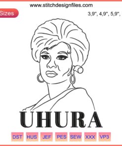 Nyota Uhura Embroidery | Star Trek Lieutenant Uhura Design featuring intricate detailing and vibrant colors on fabric.