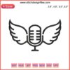 Microphone with Wings Embroidery featuring "RIP Vin Scully" design for Music Studio. Vintage, creative sound art.