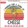 "Time For Timer Embroidery featuring retro 'I Hanker For A Hunk Of Cheese' design; perfect for nostalgia lovers and craft enthusiasts."