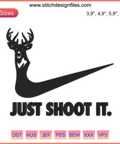 "Just Shoot It Deer Hunting Embroidery Design File | Antler Art for Hunting Season | Digital Craft Pattern"