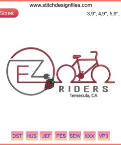 EZ Riders Temecula 2022 Cycling Patch Design: Humorous Embroidery File with Vintage Bicycle Emblem