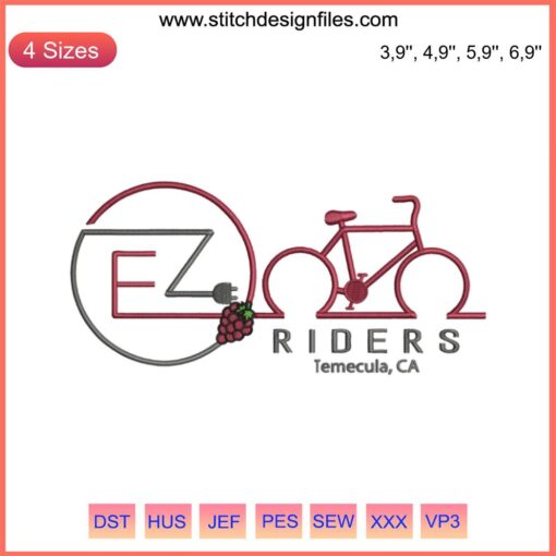 EZ Riders Temecula 2022 Cycling Patch Design: Humorous Embroidery File with Vintage Bicycle Emblem