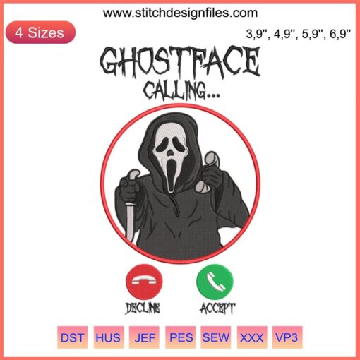 Ghostface Halloween Embroidery Design | "Ghostface Calling" Funny Gift | Holiday 365 Digital Download File