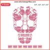 Pink Flamingo Skull Halloween Design, Breast Cancer Awareness Embroidery, Stylish Pink Ribbon Support, Unique Flamingo Pattern