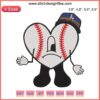 "Bad Bunny Dodgers Sad Heart Embroidery Design File: Los Angeles Dodgers Baseball Artwork, Unique Celebrity Sports Merch"