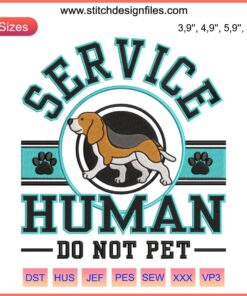 Embroidery of Beagle Service Dog badge with "Do Not Pet" text, ideal personalized gift for dog lovers.