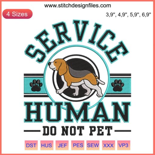 Embroidery of Beagle Service Dog badge with "Do Not Pet" text, ideal personalized gift for dog lovers.
