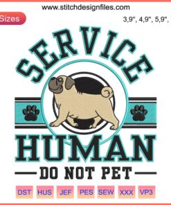 "Bulldog Service Human Embroidery Design, 'Do Not Pet' Personalized File Download – Custom Service Dog Vest Patch"