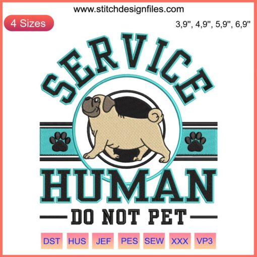 "Bulldog Service Human Embroidery Design, 'Do Not Pet' Personalized File Download – Custom Service Dog Vest Patch"