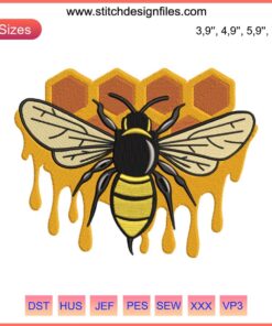 Honey Bee & Honeycomb Icon Embroidery Design | Cute Gift Idea | Digital File for DIY Projects & Apparel | Craft Embroidery Pattern