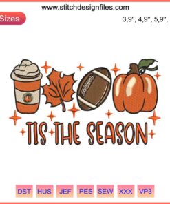 Halloween and Thanksgiving Combined Design File: Jack-o'-lantern, turkey, and autumn leaves embroidery, festive design ensemble.