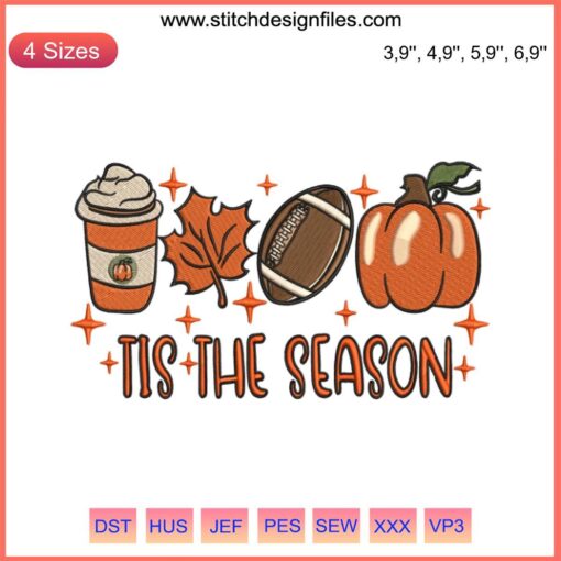 Halloween and Thanksgiving Combined Design File: Jack-o'-lantern, turkey, and autumn leaves embroidery, festive design ensemble.