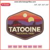 Tatooine National Park embroidery design featuring sunset, twin suns, Star Wars theme. Perfect for sci-fi and embroidery enthusiasts.