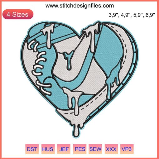Heart Air Jordan 1 Low Aluminum Embroidery Design: Cute Sports Gift, Stylish Embroidered Heart Pattern, Matching Outfit File.