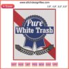 Pure White Trash Embroidery Design File: Machine stitch vector, trendy pattern, detailed typography embroidery design.