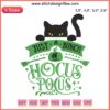 Black Cat Hocus Pocus Embroidery: Halloween Spooky Season Design, Witchy Vibes, DIY Sewing Project, Festive Crafting Pattern.