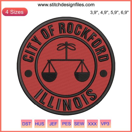 City Of Rockford Illinois Embroidery Design File, A League of Their Own Movie, Machine Embroidery Pattern