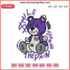 Bear Jordan Smile Through The Pain Embroidery featuring Jordan 1 Retro Court Purple sneakers, vibrant and bold design.