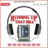 Kate Bush-inspired Walkman embroidery design featuring "Running Up That Hill", Stranger Things 4 style. Retro music art piece.