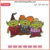 Hocus Pocus Halloween Embroidery: Sanderson Sisters meet Aliens design, funny Halloween decor, cross-stitch pattern.