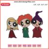 Chibi Sanderson Sisters x Powerpuff Girls Embroidery, Hocus Pocus Halloween Design, Cute Witch Characters, DIY Craft File