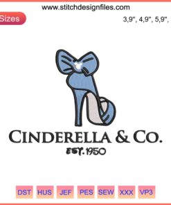 Cinderella Company 1950 Disney Vacation Embroidery Design featuring iconic fairytale elements and elegant stitching details.