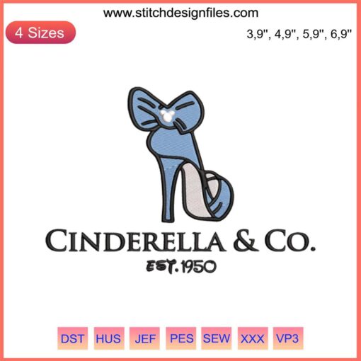 Cinderella Company 1950 Disney Vacation Embroidery Design featuring iconic fairytale elements and elegant stitching details.