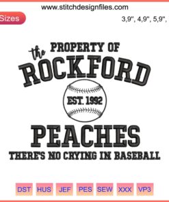 Rockford Peaches Embroidery Design | A League Of Their Own Baseball Logo | Est. 1992 | Vintage Sports Emblem