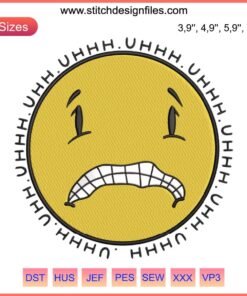 Grimacing Face Emoji Embroidery Design File | Cute Gift Idea | Digital SVG Pattern for Crafting & Sewing Projects