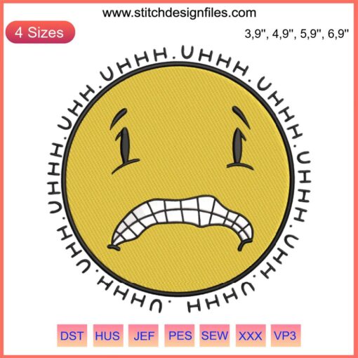 Grimacing Face Emoji Embroidery Design File | Cute Gift Idea | Digital SVG Pattern for Crafting & Sewing Projects