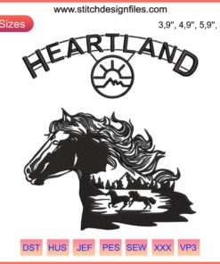 Heartland Ranch Embroidery Design: Heartland TV Series Sunset Horse File | Sewing, Crafting, Western Decor Accessory
