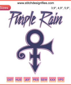 Love Symbol Album Decal Embroidery File: Purple Rain Music Logo, Machine Design, Iconic Prince Imagery, Digital Download