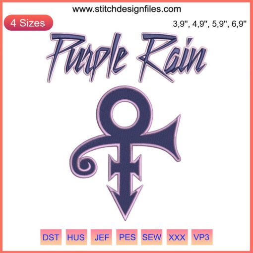 Love Symbol Album Decal Embroidery File: Purple Rain Music Logo, Machine Design, Iconic Prince Imagery, Digital Download