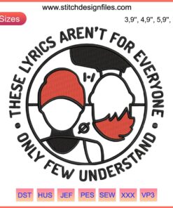 Hand-embroidered "Message Man" lyrics design by Twenty One Pilots, perfect for gift or DIY, digital download file.