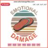 Vintage retro flip flops embroidery with 'Emotional Damage' sarcastic meme design file in vibrant colors.