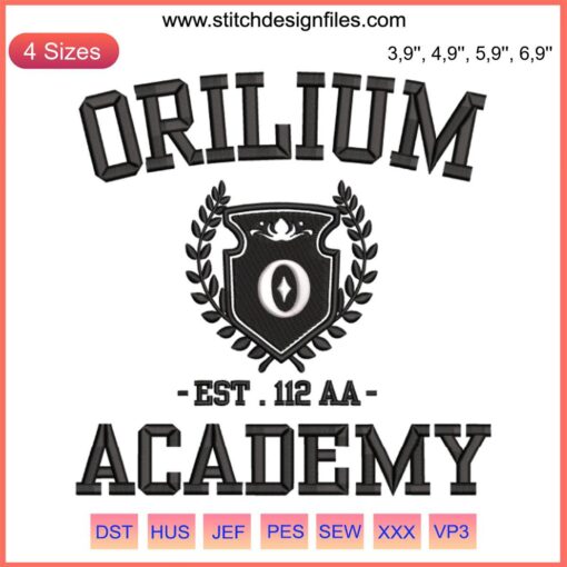 Orilium Academy Embroidery Design | Vibrant Magical Readathon Trending Pattern for DIY Enthusiasts & Fantasy Lovers