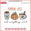 Halloween-themed Pumpkin Latte Embroidery: "Pumpkin Spice & Everything Nice" design featuring pumpkin, latte art, and autumn colors.