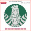 Cute anime girl in Starbucks-inspired uniform, Waifu Senpai embroidery, Hentai Waifu design, chibi style, kawaii aesthetic.