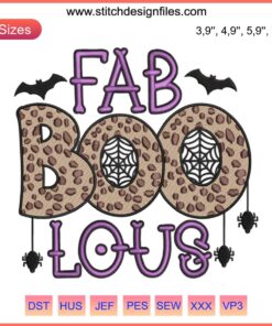 Boo Leopard Halloween Embroidery Design: Fab Boo Lous, Spooky Leopard Print, Perfect for Halloween Crafts.