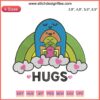 Colorful embroidery design featuring kids hugging, rainbow theme, promoting mental health awareness, family-friendly machine pattern.