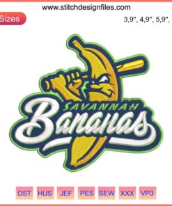 Savannah Bananas MLB Embroidery Design File, Baseball Team Logo, Digital Gift, Savannah Themed Embroidery Pattern