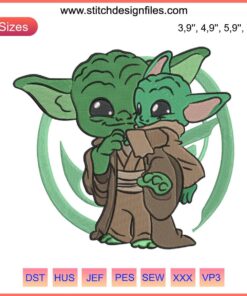 "Adorable Baby Yoda Embroidery Design File - Star Wars Yoda & The Child Gift, Perfect for Family Projects, Machine Embroidery"