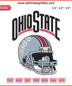 Ohio State Helmet Logo Embroidery, 2022 Football Ohio State Buckeyes Design, showcasing intricate team emblem stitching.