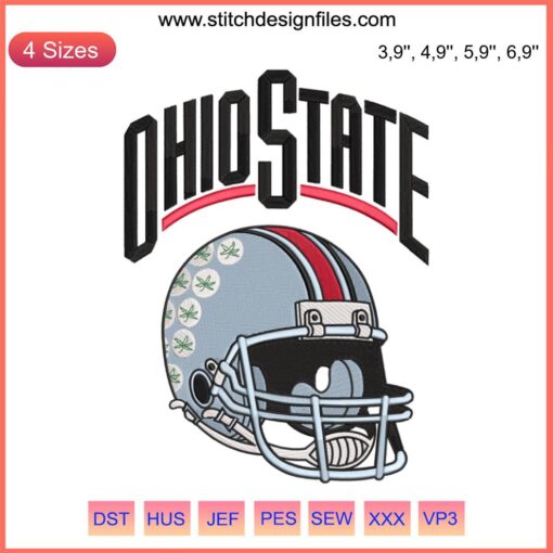 Ohio State Helmet Logo Embroidery, 2022 Football Ohio State Buckeyes Design, showcasing intricate team emblem stitching.